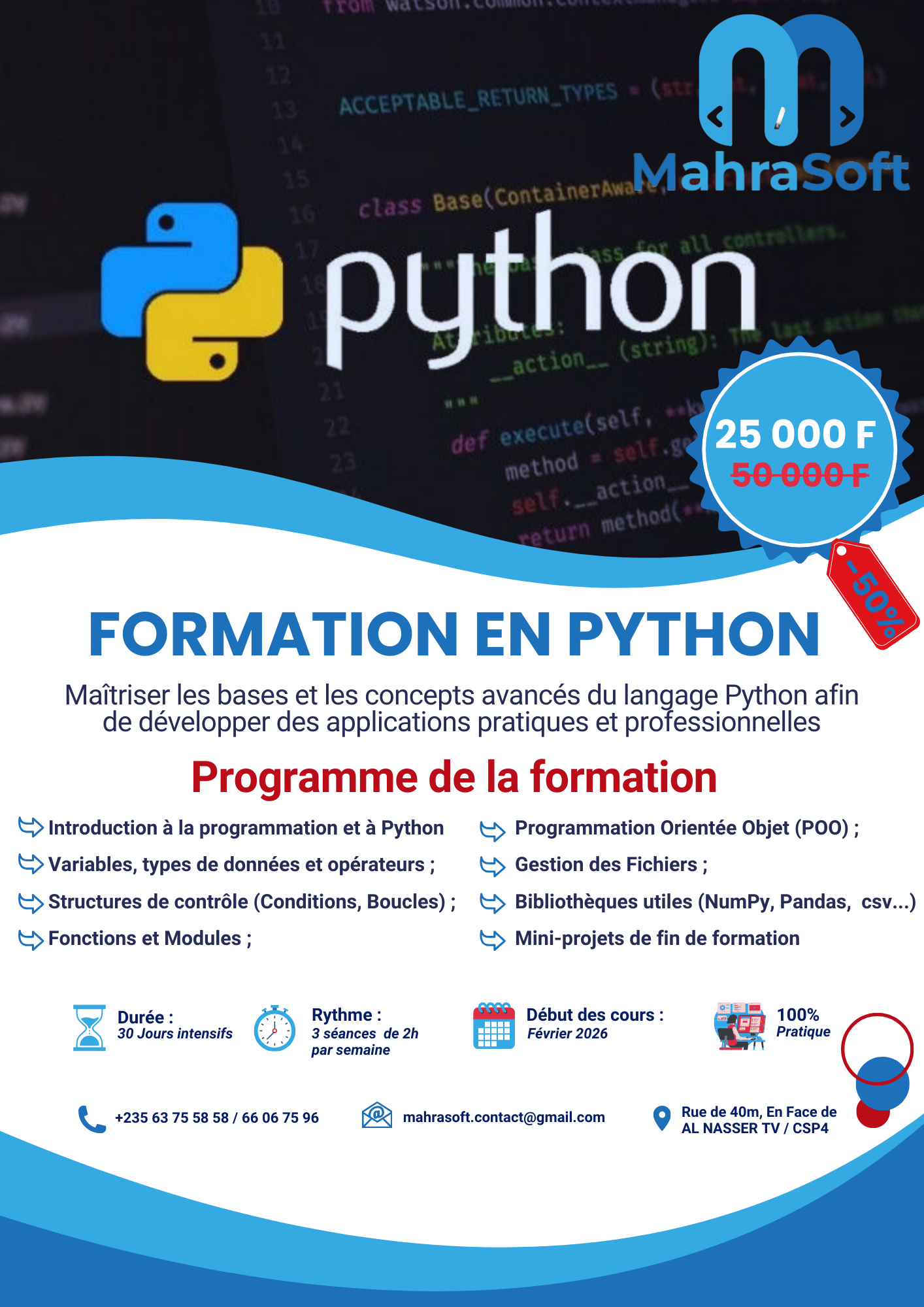 Formation Python – Maîtrisez les bases et les concepts avancés