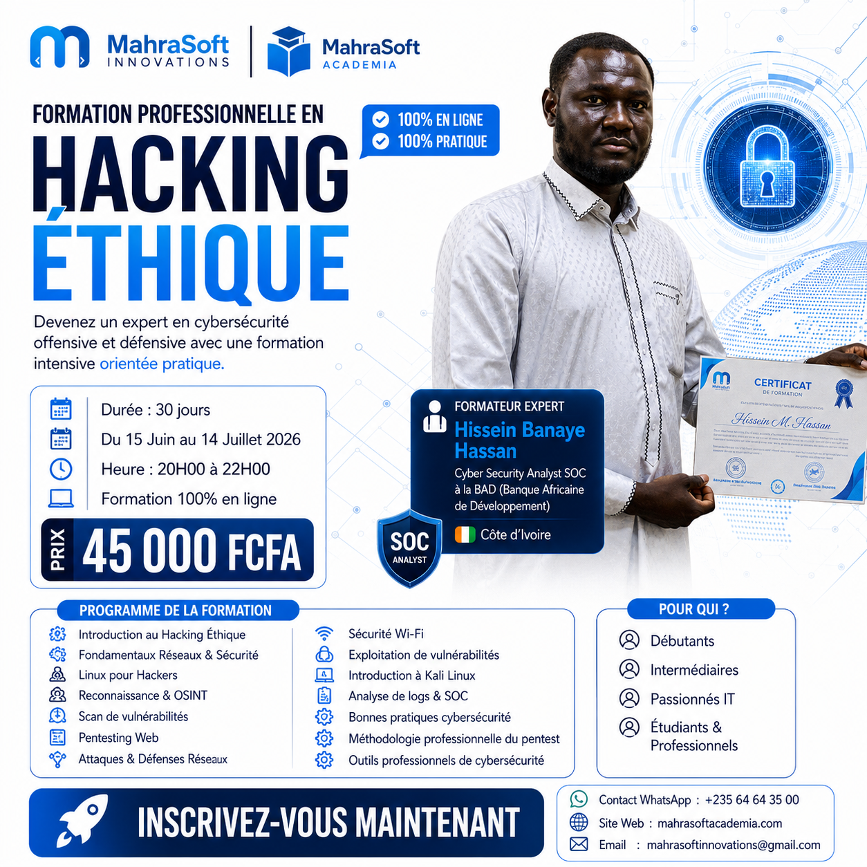 Formation professionnelle en Hacking Éthique & Cybersécurité